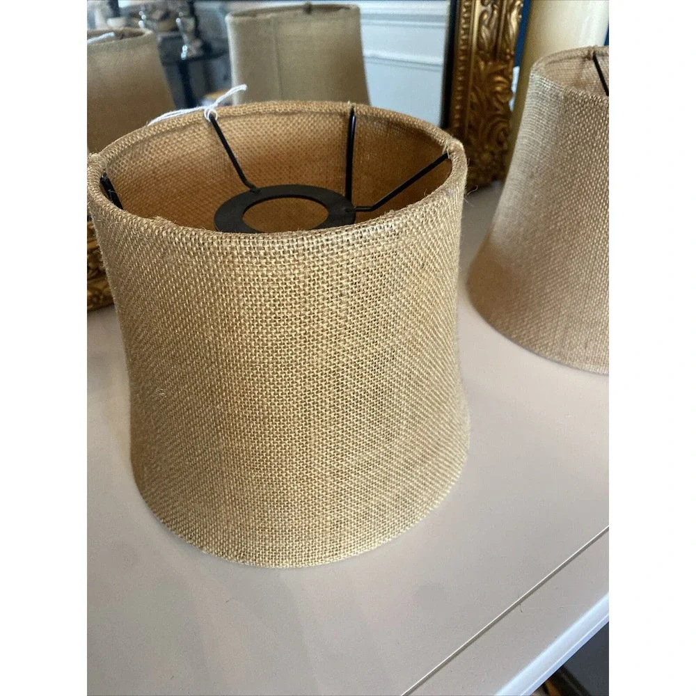 New Pottery barn Textured Natural burlap TAPERED Bell Small 7” lamp shade
